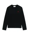 Ami Alexandre Mattiussi Ami Paris Ami De Coeur Logo Embroidered Long-sleeved T-shirt In Black