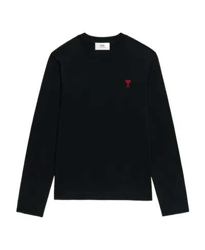 AMI ALEXANDRE MATTIUSSI AMI PARIS AMI DE COEUR LOGO EMBROIDERED LONG-SLEEVED T-SHIRT