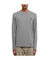 Ami Alexandre Mattiussi Ami Paris Ami De Coeur Logo Embroidered Long-sleeved T-shirt In Gray