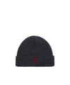 Shop Ami Alexandre Mattiussi Ami Paris Ami De Coeur Logo Embroidered Ribbed-knitted Beanie In Black