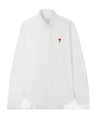 Ami Alexandre Mattiussi Ami Paris Ami De Coeur Logo-embroidered Shirt In White