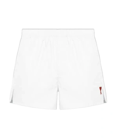 Ami Alexandre Mattiussi Ami Paris Ami De Coeur Logo Embroidered Swim Shorts In White