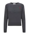 Ami Alexandre Mattiussi Ami Paris Ami De Coeur Logo Embroidered V-neck Cardigan In Black