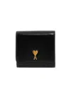 Ami Alexandre Mattiussi Ami Paris Ami De Coeur Logo Plaque Foldover Top Wallet In Black