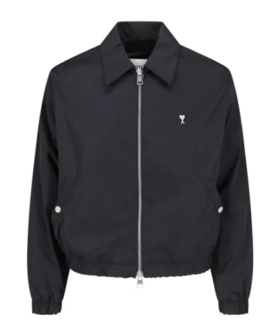 Ami Alexandre Mattiussi Ami Paris Ami De Coeur Logo-plaque Zipped Jacket In Black