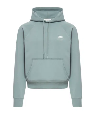 AMI ALEXANDRE MATTIUSSI AMI PARIS AMI DE COEUR LOGO-PRINTED DRAWSTRING HOODIE
