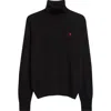 Ami Alexandre Mattiussi Ami Paris Ami De Coeur Merino Wool Turtleneck Sweater In Black