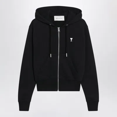 Ami Alexandre Mattiussi Ami Paris Ami De Coeur Mini Zip-up Sweatshirt In Black