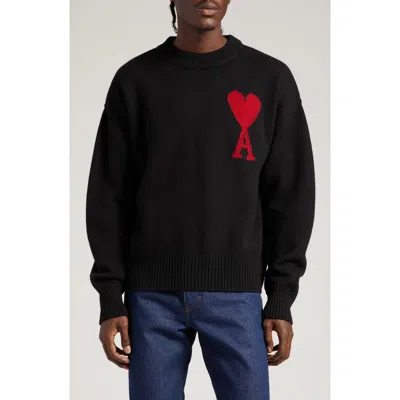 AMI ALEXANDRE MATTIUSSI AMI PARIS AMI DE COEUR MONOGRAM CREWNECK SWEATER