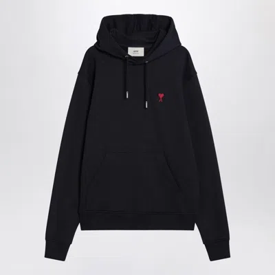 AMI ALEXANDRE MATTIUSSI AMI PARIS  AMI DE COEUR NAVY BLUE HOODIE