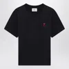 Ami Alexandre Mattiussi Ami Paris Men Black T-shirt With Ami De Coeur Embroidery On The Front In Cotton Man In Black