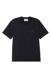 Ami Alexandre Mattiussi Logo-embroidered Organic Cotton-jersey T-shirt In Black