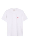 Ami Alexandre Mattiussi De Coeur Embroidered Branding Regular-fit Stretch-organic Cotton T-shirt In White
