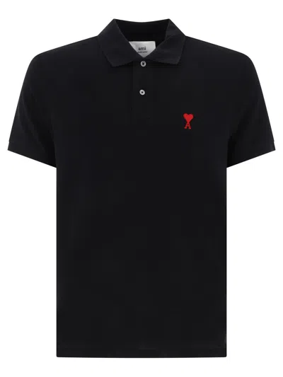 Ami Alexandre Mattiussi Ami Paris Ami De Coeur Polo Shirt Unisex In Black