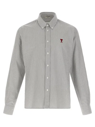 Ami Alexandre Mattiussi Ami Oxford Striped Cotton Shirt In Gray