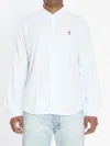 Ami Alexandre Mattiussi Adc Button-down Collar Logo-embroidered Striped Cotton Oxford Shirt In Blue