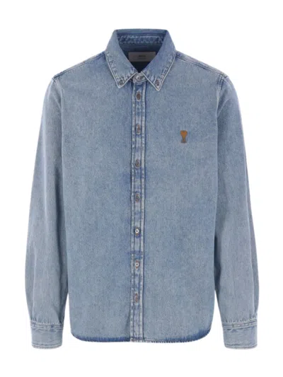 Ami Alexandre Mattiussi Ami Paris Men Ami De Coeur Shirt In Blue