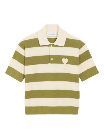 Ami Alexandre Mattiussi White Cotton Short Sleeves Ami De Coeur Polo White In Green