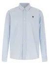 Ami Alexandre Mattiussi Adc Button-down Collar Logo-embroidered Striped Cotton Oxford Shirt In Blue