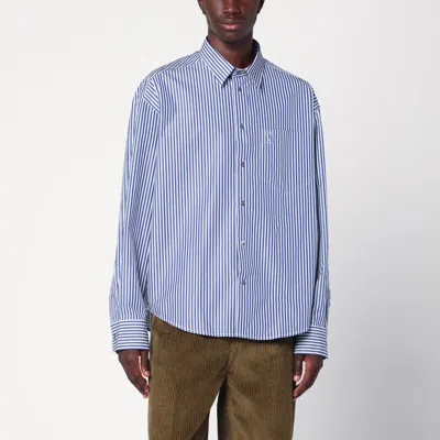 Ami Alexandre Mattiussi Ami De Coeur Striped Shirt In White And Blue