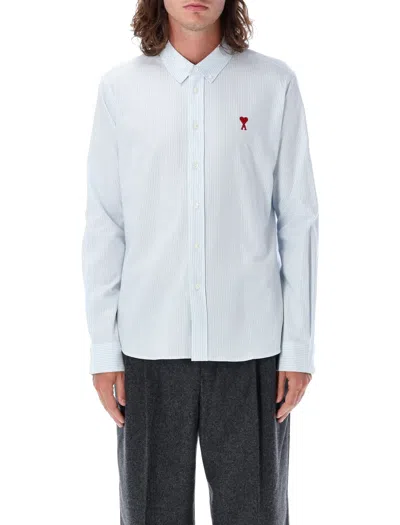 Ami Alexandre Mattiussi Ami Paris Ami De Coeur Striped Shirt In Blue