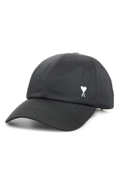 Ami Alexandre Mattiussi Ami Paris Ami De Coeur Stud Technical Twill Baseball Cap In Black