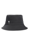 Ami Alexandre Mattiussi Ami Paris Ami De Coeur Stud Technical Twill Bucket Hat In Black