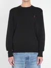 Ami Alexandre Mattiussi Ami Paris Ami De Coeur Wool Crewneck Sweater In Black