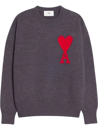 Ami Alexandre Mattiussi Ami Paris Ami De Coeur Sweater In Grey