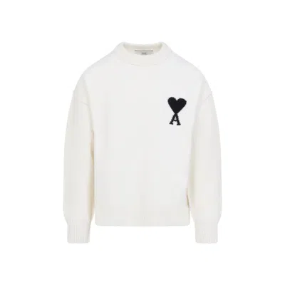 Ami Alexandre Mattiussi Ami Paris Ami De Coeur Sweater In White Virgin Wool