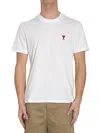 Ami Alexandre Mattiussi De Caur Embroidered Organic Cotton-jersey T-shirt In White