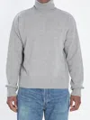 Ami Alexandre Mattiussi Ami Grey Turtleneck Sweater With Ribbed Detailing In Multi