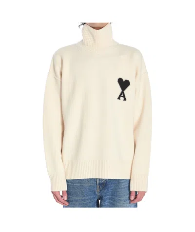 AMI ALEXANDRE MATTIUSSI AMI PARIS AMI DE COEUR TURTLENECK LOGO INTARSIA-KNIT JUMPER