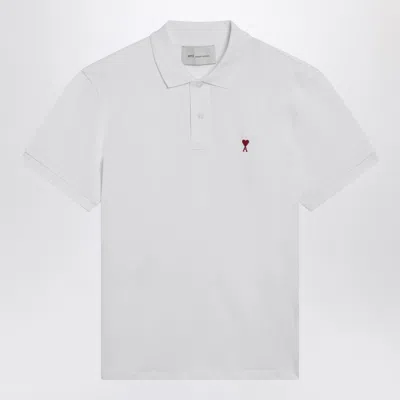 Ami Alexandre Mattiussi Ami Paris Ami De Coeur White Mini Polo Shirt In Multi