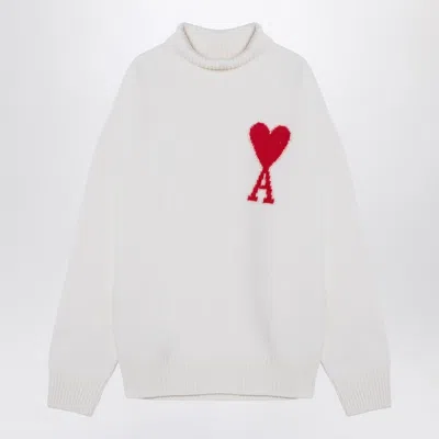 Ami Alexandre Mattiussi Ami Paris Ami De Coeur Oversize Turtleneck In White