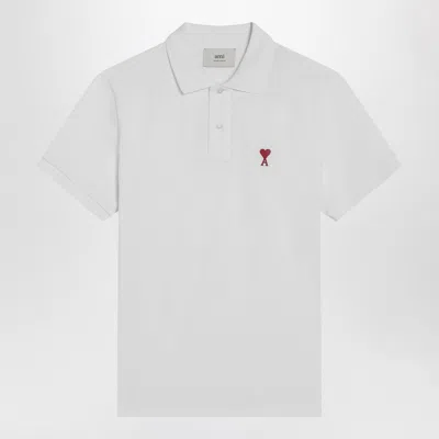 Ami Alexandre Mattiussi Ami De Coeur Embroidered Polo Shirt In Blanc