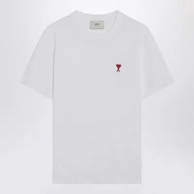 Ami Alexandre Mattiussi Ami Paris Men Cotton T-shirt With Iconic Embroidery In White