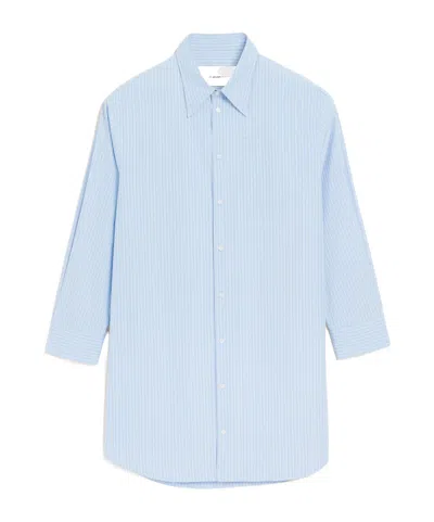 Ami Alexandre Mattiussi Ami Paris Ami De Coeur Wide Shirt Dress In Blue