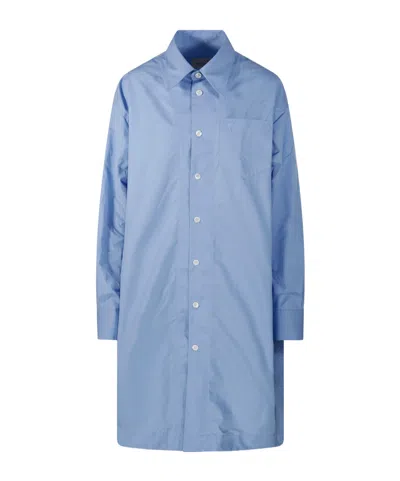 Ami Alexandre Mattiussi Ami Paris Ami De Coeur Wide Shirt Dress In Blue