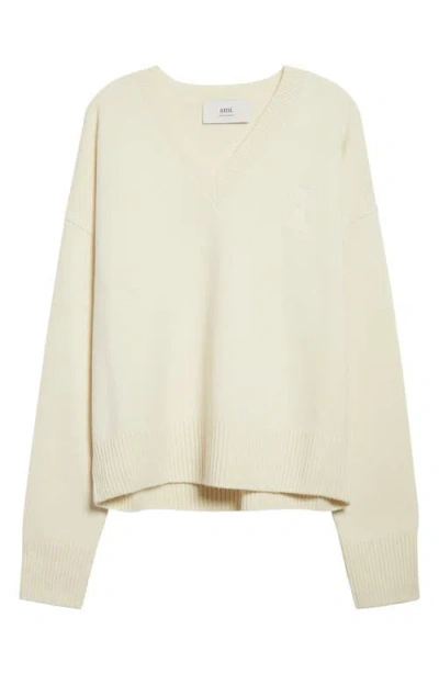 Ami Alexandre Mattiussi Ami Paris Ami De Coeur Wool & Cashmere Sweater In Neutral