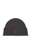 Ami Alexandre Mattiussi Ami Paris Ami Paris De Coeur Wool Beanie In Black