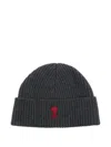 Ami Alexandre Mattiussi Ami Paris Ami Paris De Coeur Wool Beanie In Gray