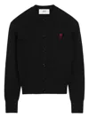 Ami Alexandre Mattiussi Wool Cardigan With Round Neck And Long Sleeves In Black