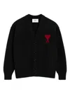 Ami Alexandre Mattiussi Ami Paris Ami Paris De Coeur Wool Cardigan In Black
