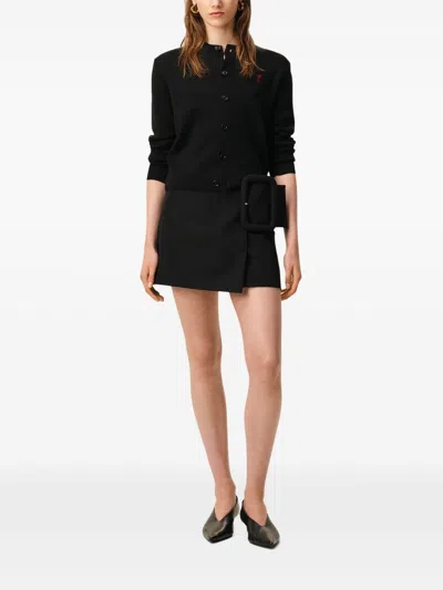 Ami Alexandre Mattiussi Ami Paris Ami De Coeur Wool Cardigan In Black