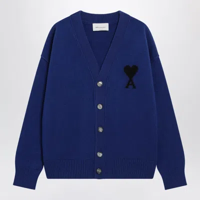 Ami Alexandre Mattiussi Ami Paris Ami De Coeur Wool Cardigan For Men In Blue