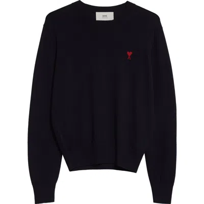 Ami Alexandre Mattiussi Ami Paris Black Ami De Coeur Wool Jumper Men