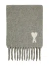 Ami Alexandre Mattiussi Ami Paris Ami Paris De Coeur Wool Scarf In Gray