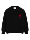 Ami Alexandre Mattiussi Ami Paris Wool Sweater With Heart Intarsia Design In Black