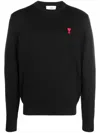 Ami Alexandre Mattiussi Ami Paris Ami De Coeur Wool Crewneck Sweater In Black